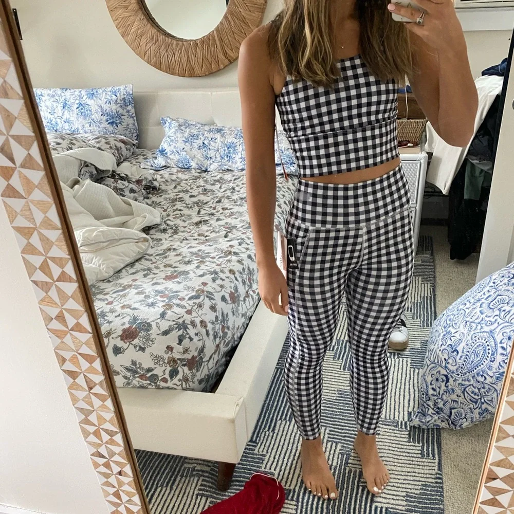 2 piece Gingham Workout Outfit Size Small - Picture 2 of 2